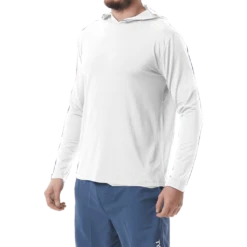 TYR Mens Hooded SunDefense White Long Sleeve Shirt