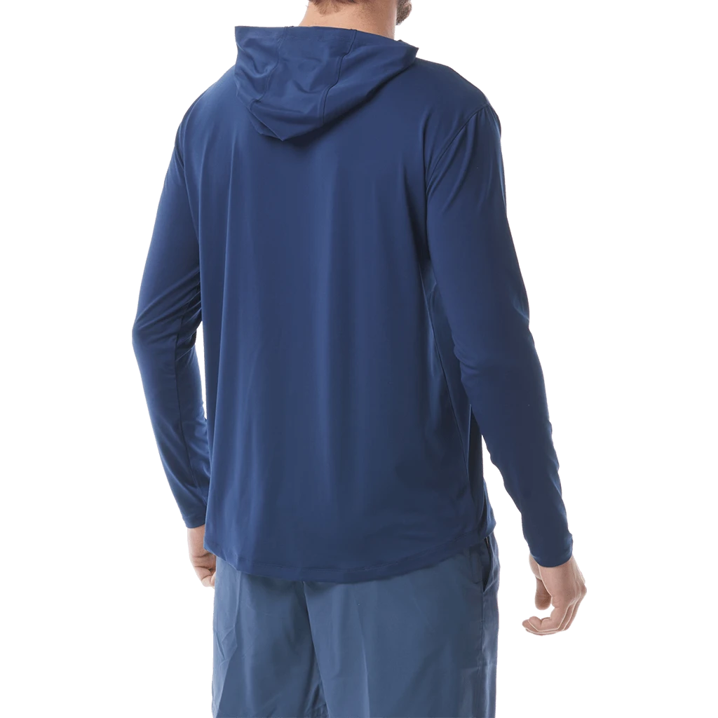 TYR Mens Hooded SunDefense Navy Long Sleeve Shirt - Image 2