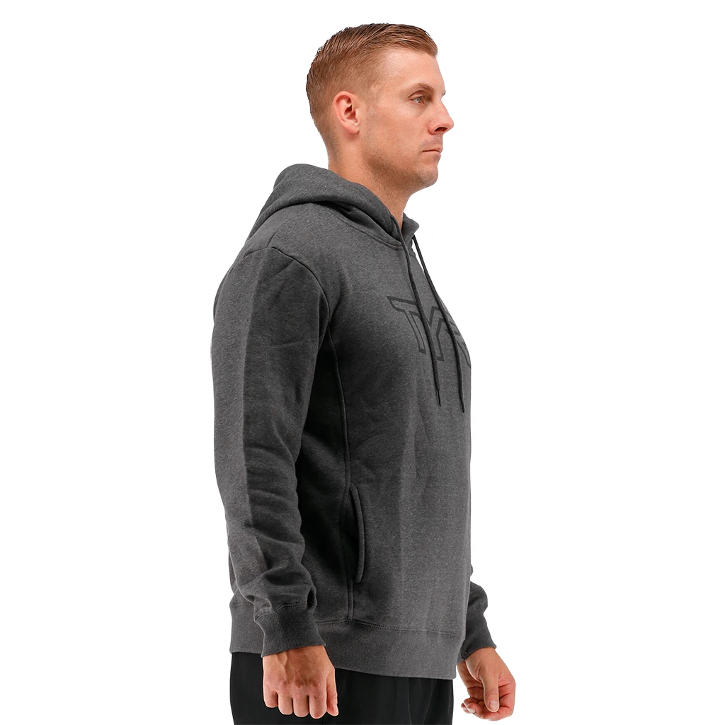 TYR Men Big Outline Logo Hoodie Charcoal Heather/Black - Image 2